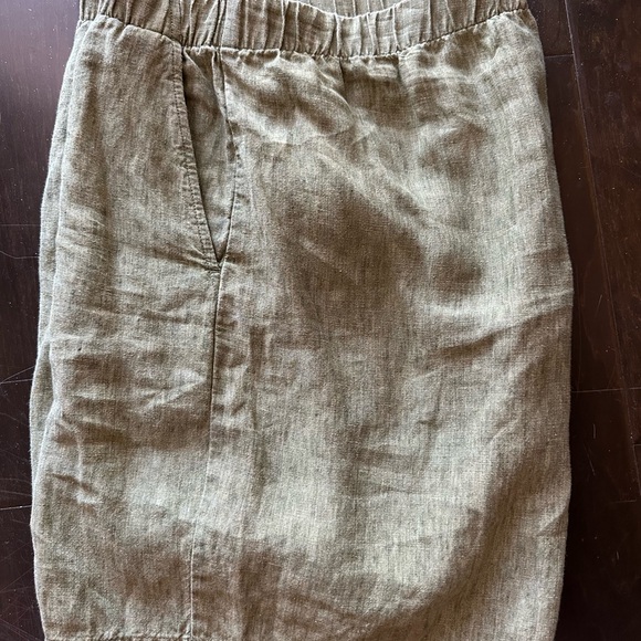 EILEEN FISHER Olive Green Classic LINEN Bermuda Shorts 8” Inseam “XL” - Picture 11 of 16